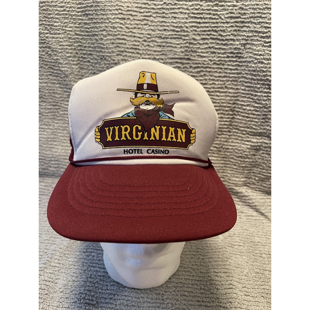 Vintage‎ Capital Virginian Hotel Casino Mesh Trucker Hat Cap Maroon White